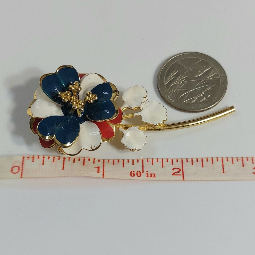 Vintage Enamel Brooch Set Red, White And Blue - Picture 3 of 10